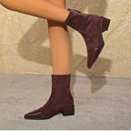 Grace Bottines à talons pour femme – Bottes élégantes en daim avec détails brillants