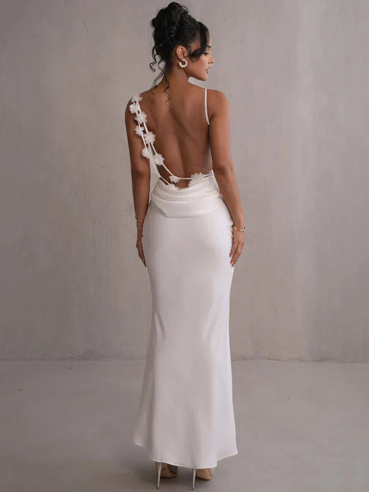 Marie Vestido Largo Satinado para Mujer – Vestido Fiesta Elegante Chic