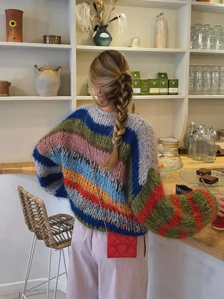 Zoey Jersey de Mohair para Mujer – Suéter Multicolor Elegante y Cálido