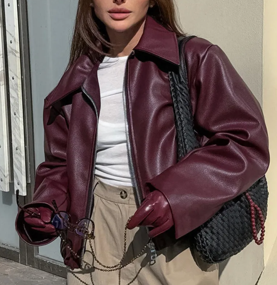 Celeste Chaqueta Bomber para Mujer – Cazadora Polipiel Oversize Chic