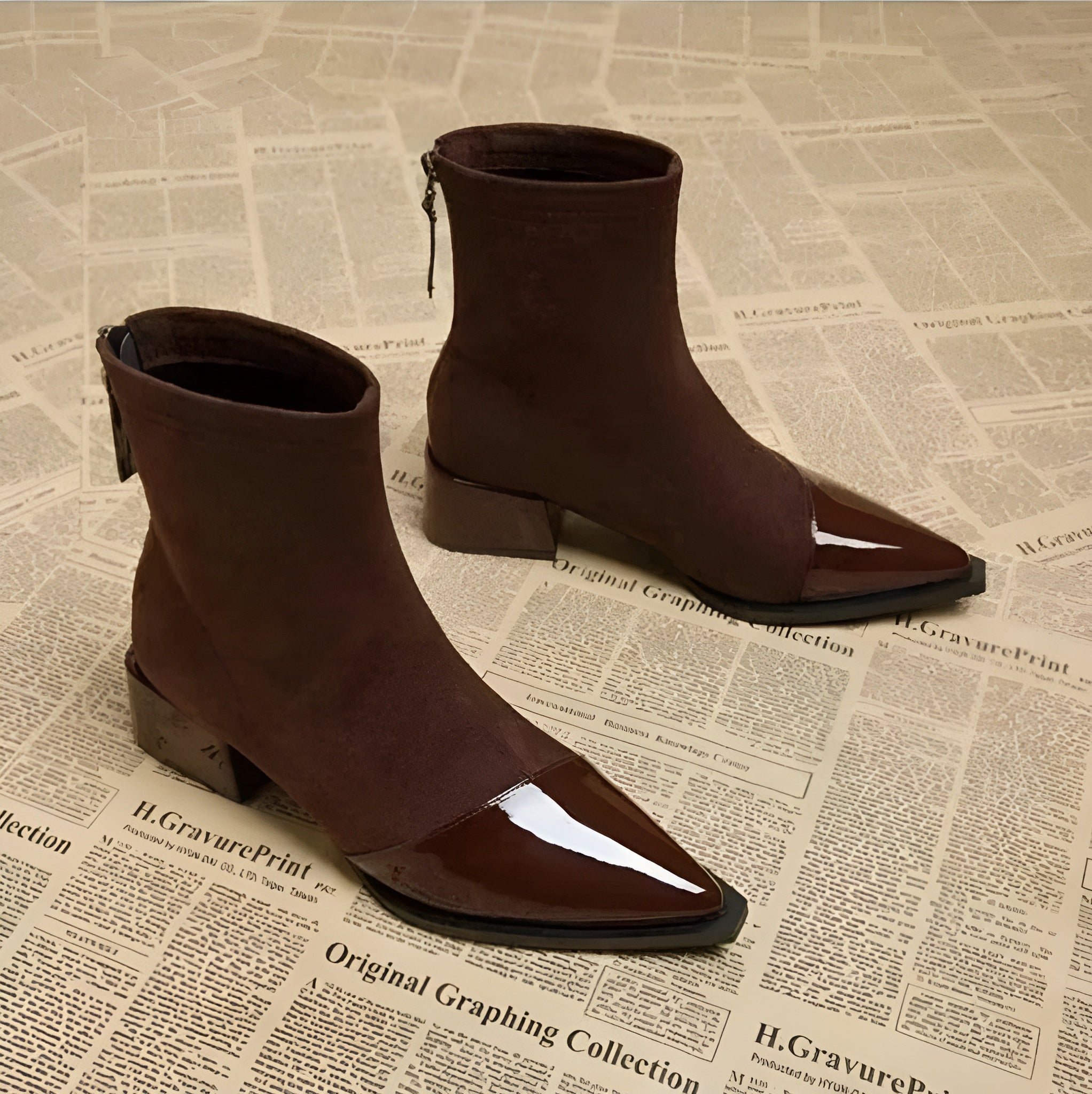 Grace Bottines à talons pour femme – Bottes élégantes en daim avec détails brillants