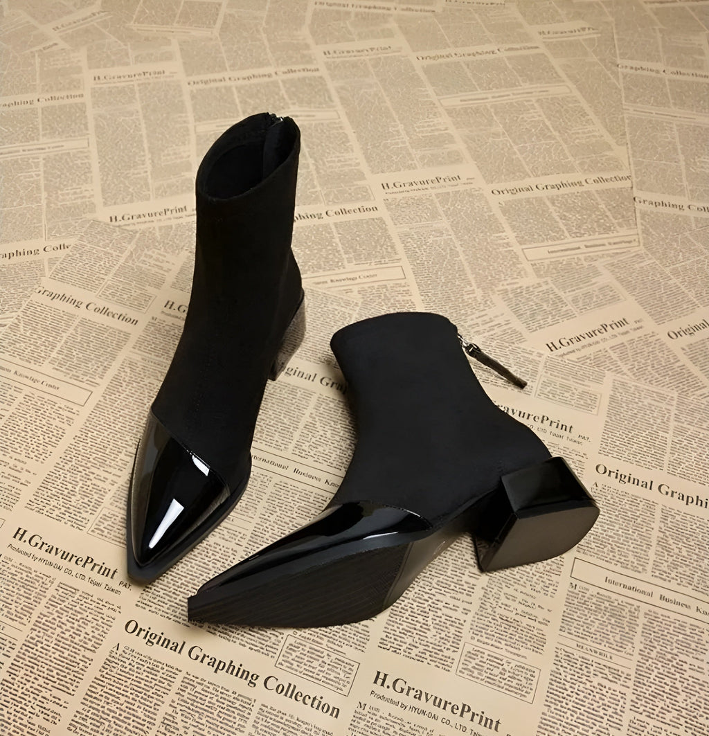 Grace Bottines à talons pour femme – Bottes élégantes en daim avec détails brillants