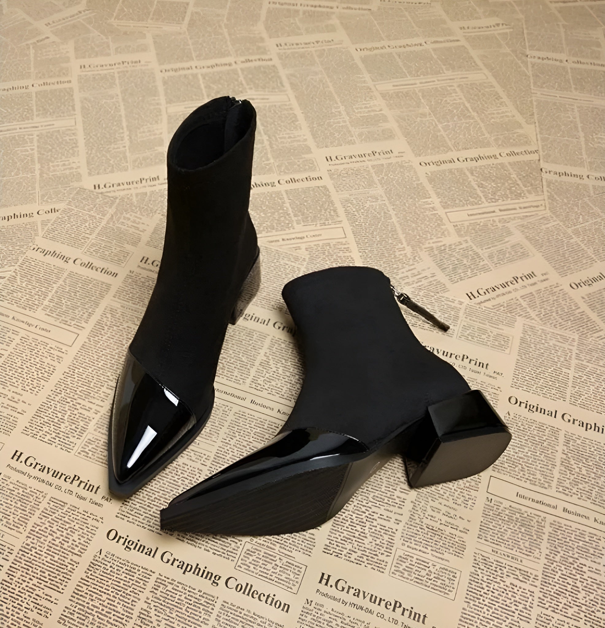 Grace Botines de Tacón para Mujer – Botas Elegantes de Ante con Detalles Brillantes