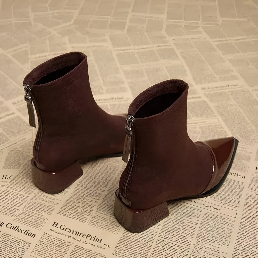 Grace Bottines à talons pour femme – Bottes élégantes en daim avec détails brillants