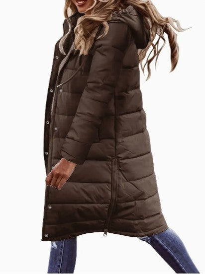 Evie Abrigo Largo Acolchado para Mujer – Chaqueta Invierno Elegante con Capucha