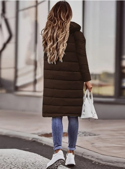 Evie Abrigo Largo Acolchado para Mujer – Chaqueta Invierno Elegante con Capucha