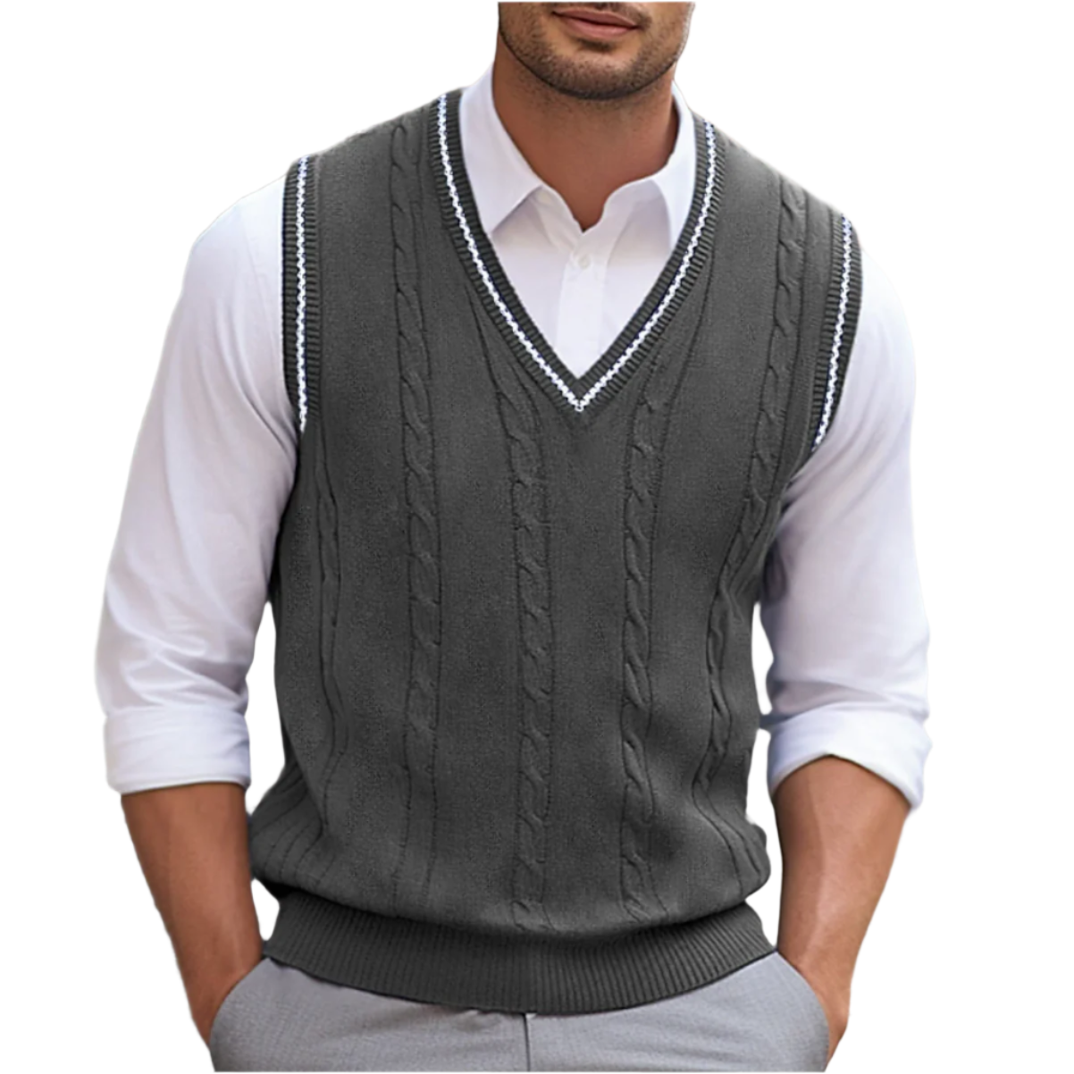 Kyson Chaleco de Punto para Hombre – Jersey sin Mangas Elegante con Cuello V