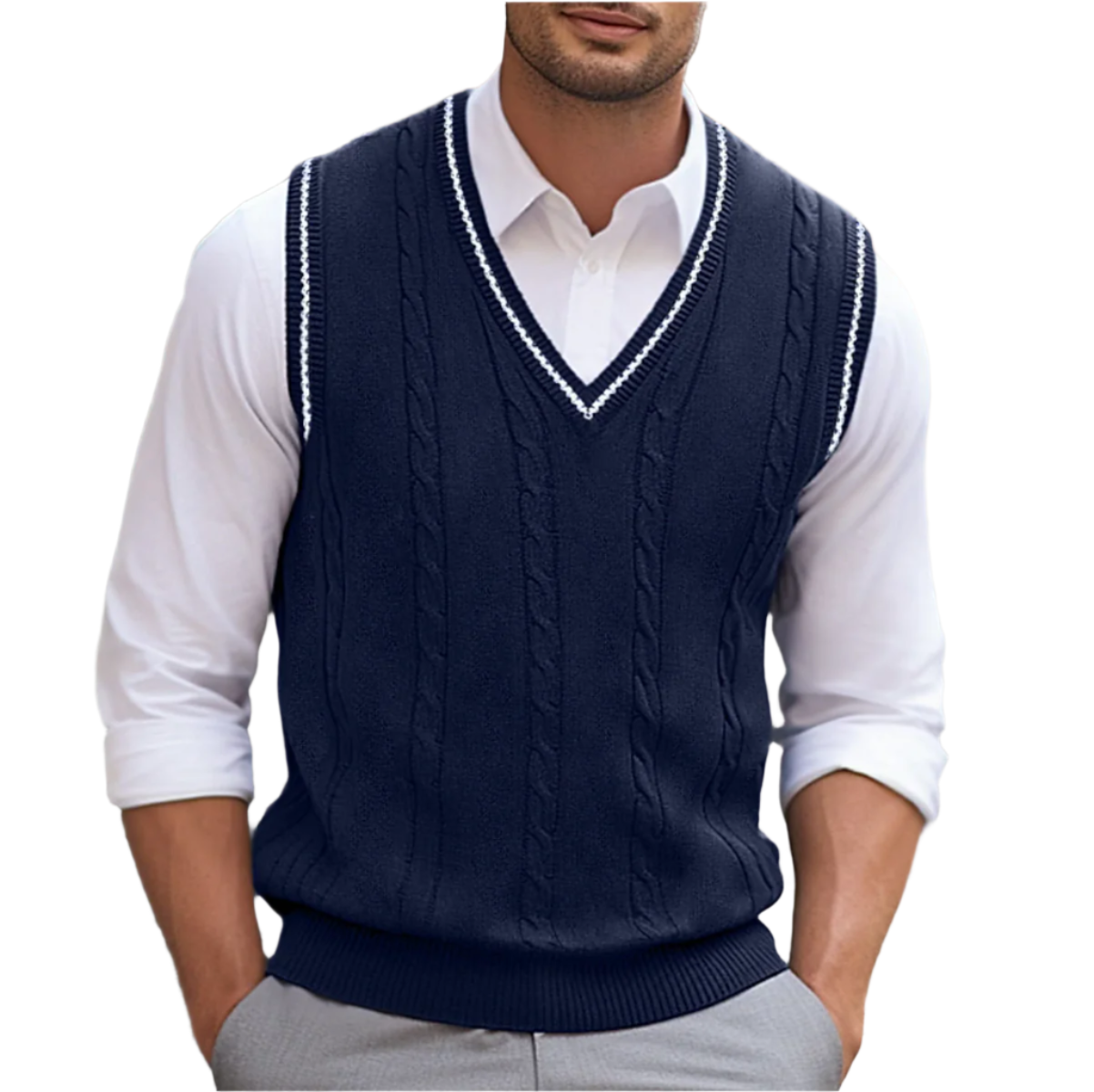 Kyson Chaleco de Punto para Hombre – Jersey sin Mangas Elegante con Cuello V
