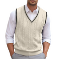 Kyson Gilet en maille pour homme – Pull sans manches élégant avec col en V