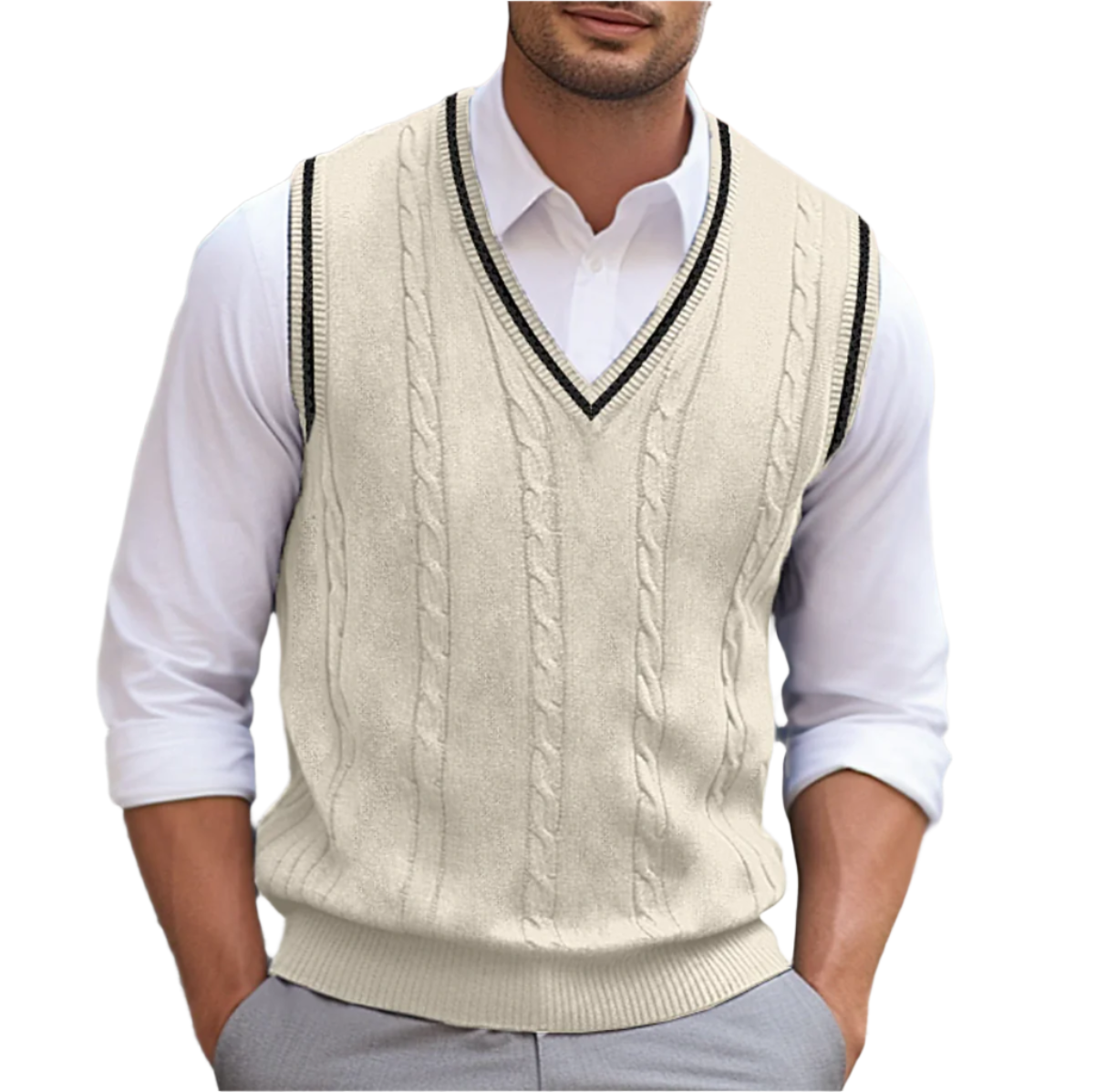 Kyson Chaleco de Punto para Hombre – Jersey sin Mangas Elegante con Cuello V