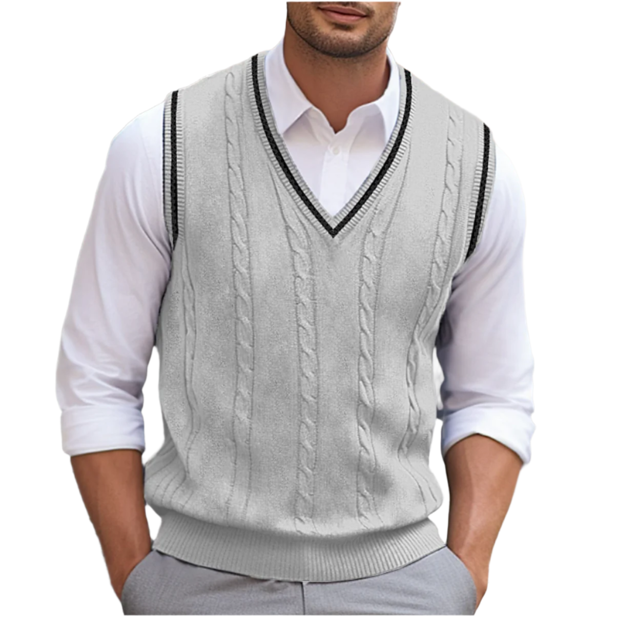 Kyson Chaleco de Punto para Hombre – Jersey sin Mangas Elegante con Cuello V
