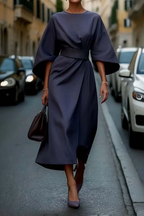 Louise Robe élégante pour femme – Robe fluide avec manches bouffantes chic