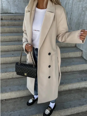 Talia Manteau long pour femme – Trench élégant croisé d'hiver chic