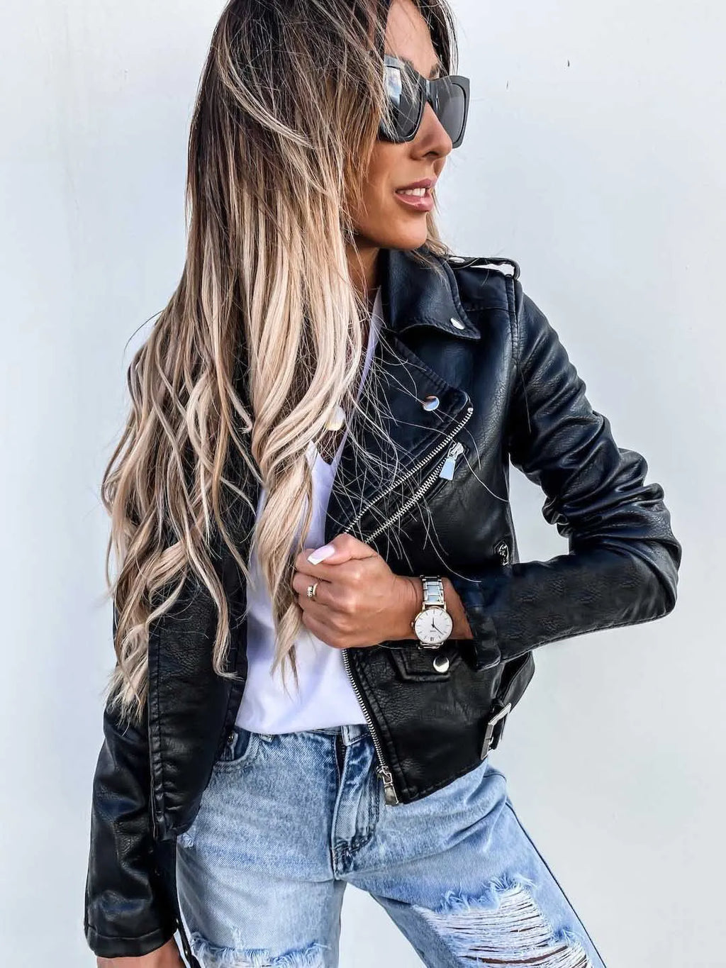 Maxine veste en cuir pour femme – blouson élégant chic intemporel