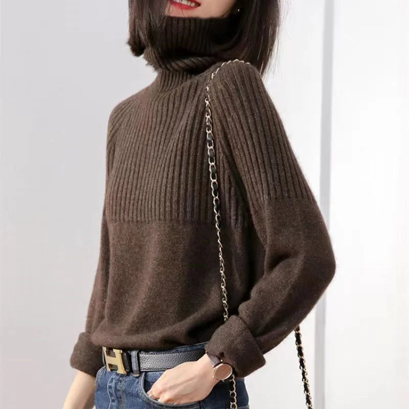 Luan Jersey Cuello Alto para Mujer – Suéter Elegante Invierno Casual Chic