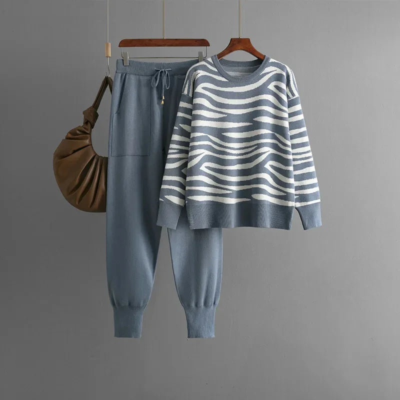 Delaney Conjunto de Cachemira para Mujer – Set Zebra Elegante y Suave Chic