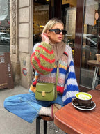 Zoey Pull en Mohair pour Femme – Pull Multicolore Élégant et Chaud