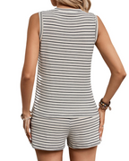 Savannah Conjunto Mujer – Set Shorts, Top Sin Mangas, Cuello Redondo y Bolsillo