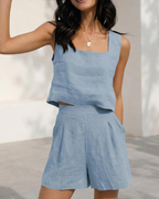 Camila Conjunto Mujer – Set Dos Piezas con Shorts, Top Sin Mangas y Estilo Lounge