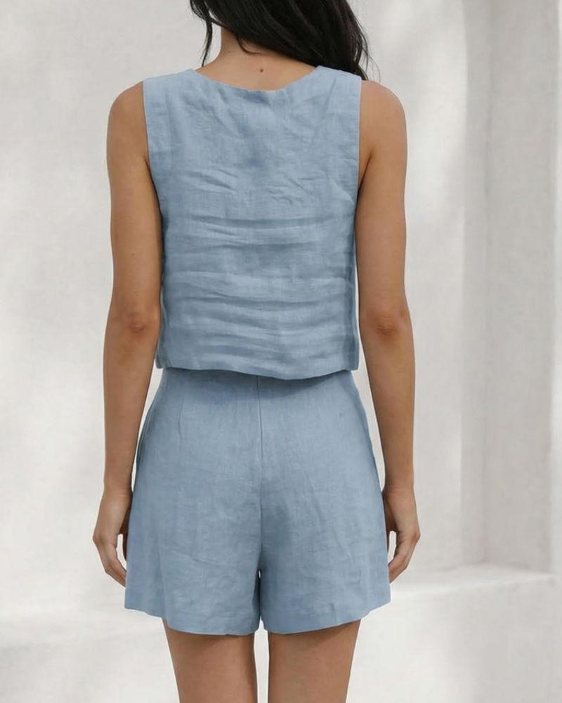 Camila Conjunto Mujer – Set Dos Piezas con Shorts, Top Sin Mangas y Estilo Lounge