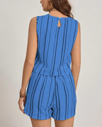 Alina Conjunto Mujer – Set Dos Piezas, Chaleco Sin Mangas y Shorts a Rayas