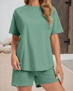 Sophie Conjunto Mujer – Set Lounge con Capucha, Shorts, Cordón y Bolsillo