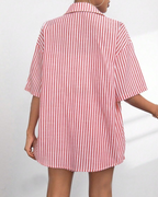 Bianca Conjunto Mujer – Set Rayas Dos Piezas, Camisa Manga Corta y Shorts