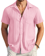 Mason Camisa Cubana Hombre – Manga Corta Texturizada con Bolsillo