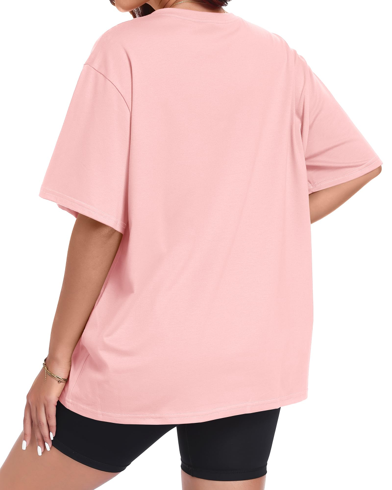 Riley Camiseta Mujer – Oversized con V-Cuello, Estampado Gráfico y Corte Suelto