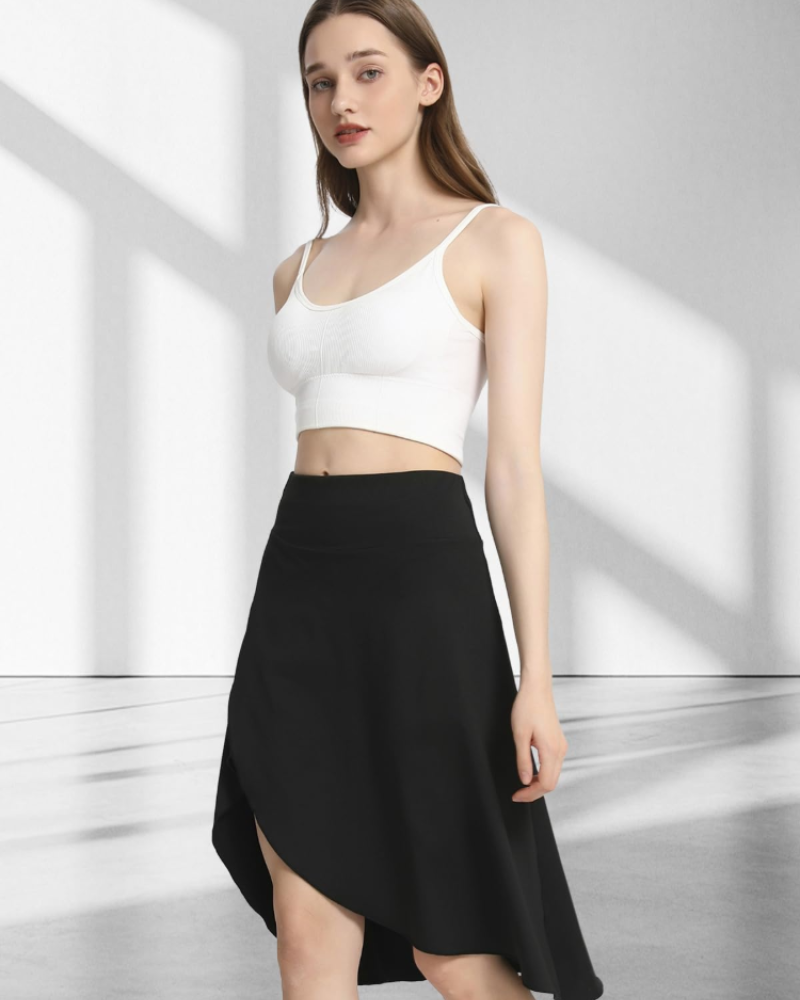 Ariana Falda Pantalón Midi Mujer – Shorts Integrados, Bolsillos y Volantes