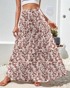Natalie Falda Maxi Mujer – Cintura Alta Elástica con Corte A-Line y Bajo Fluido
