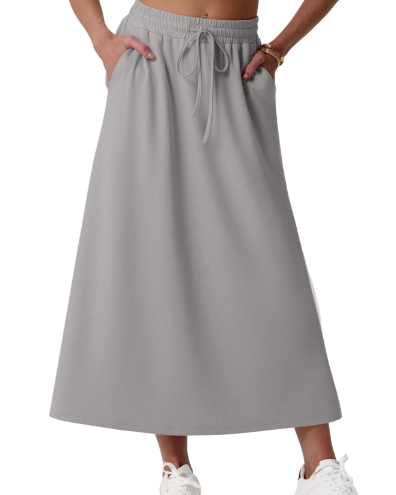 Alice Falda Maxi Mujer – Corte A-Line con Cintura Elástica, Cordón y Bolsillos