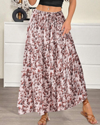 Natalie Falda Maxi Mujer – Cintura Alta Elástica con Corte A-Line y Bajo Fluido