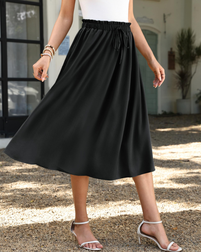 Avery Falda Maxi Mujer – Cintura Elástica con Cordón Ajustable y Corte Fluido