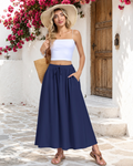 Naomi Falda Maxi Mujer – Corte A-Line con Cintura Ajustable y Bolsillos Laterales