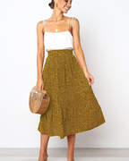 Paige Falda Midi Mujer – Plisada Polka Dot con Cintura Elástica y Bolsillos Laterales