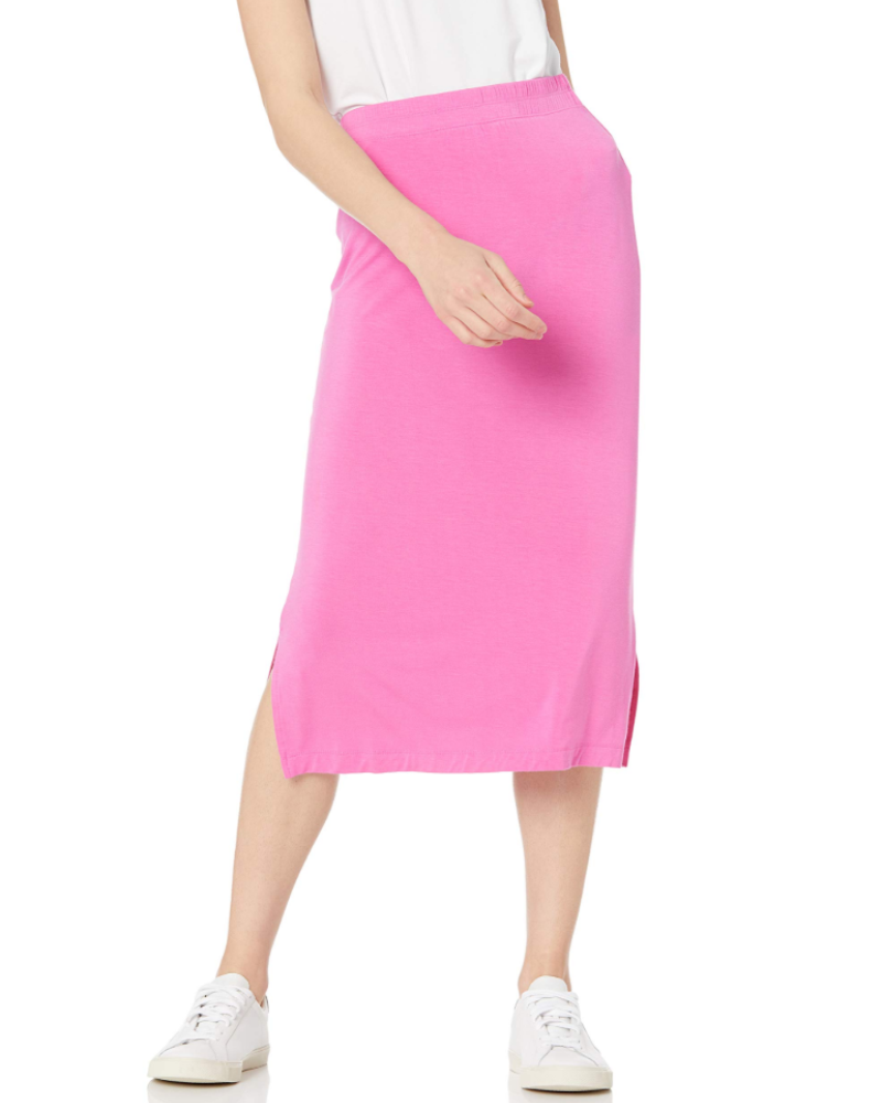 Eliza Falda Midi Mujer – Jersey Elástico con Cintura Pull-On y Aberturas Laterales
