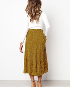 Paige Falda Midi Mujer – Plisada Polka Dot con Cintura Elástica y Bolsillos Laterales