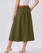 Mila Falda Midi Mujer – Estilo Utility con Cintura Alta, Botones y Bolsillos Funcionales