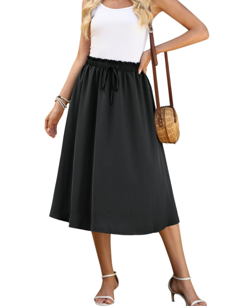 Avery Falda Maxi Mujer – Cintura Elástica con Cordón Ajustable y Corte Fluido