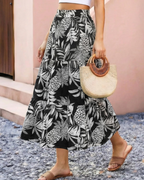 Juliet Falda Midi Mujer – Floral Vintage, Línea A, Cintura Elástica y Largo Pantorrilla