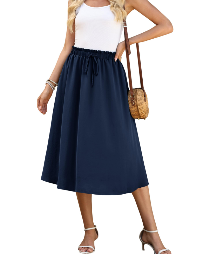 Avery Falda Maxi Mujer – Cintura Elástica con Cordón Ajustable y Corte Fluido