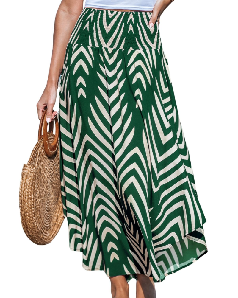 Kennedy Falda Maxi Mujer – Viscosa Boho con Cintura Elástica y Estampado Abstracto