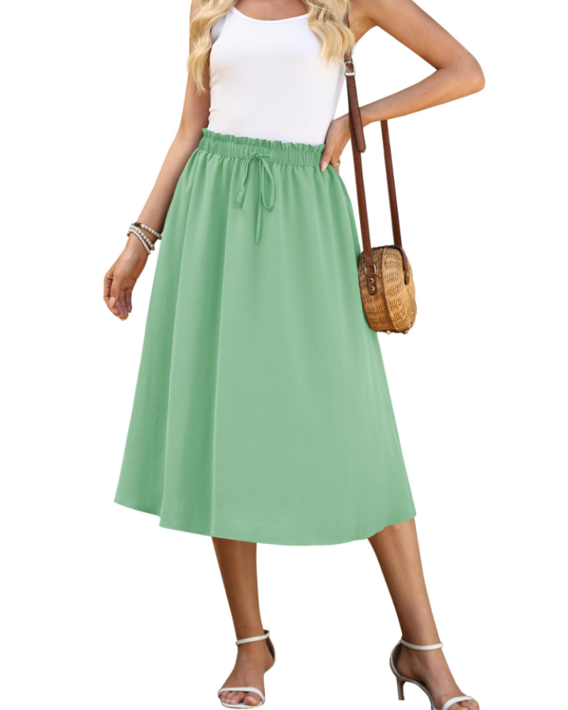 Avery Falda Maxi Mujer – Cintura Elástica con Cordón Ajustable y Corte Fluido