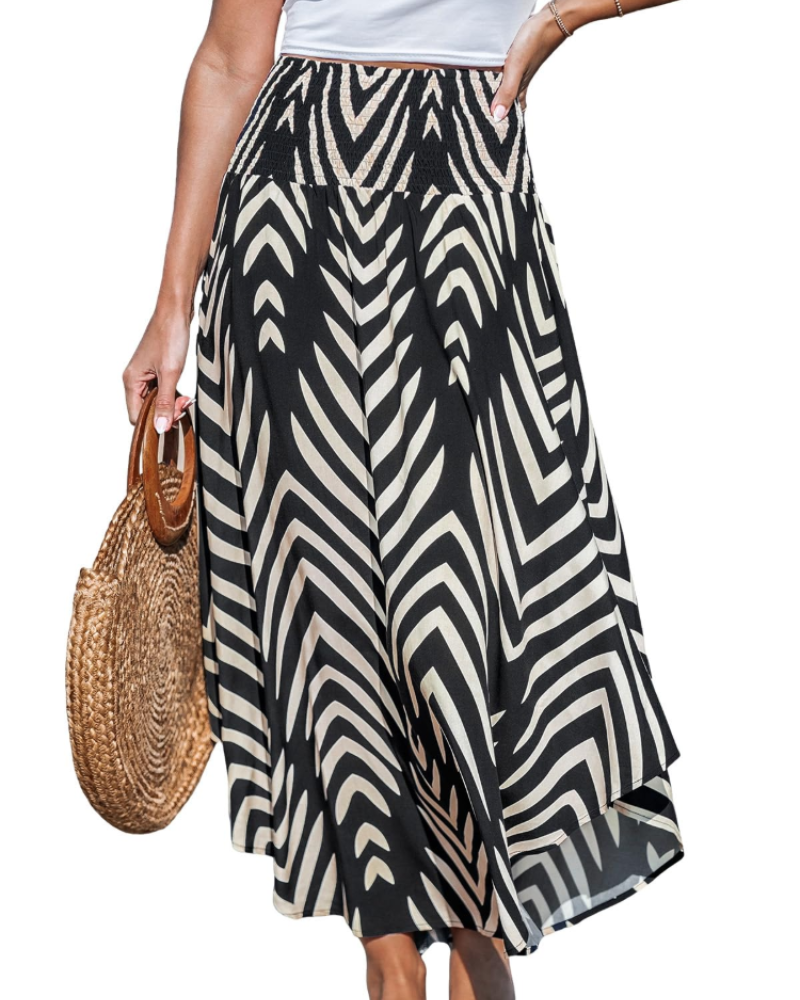 Kennedy Falda Maxi Mujer – Viscosa Boho con Cintura Elástica y Estampado Abstracto