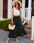 Mila Falda Maxi Mujer – Rayón Suave con Cintura Elástica, Volantes y Bolsillos