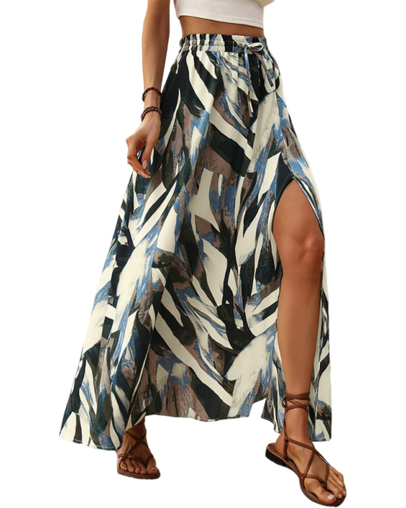 Savannah Falda Maxi Mujer – Cintura Alta Elástica con Abertura Lateral