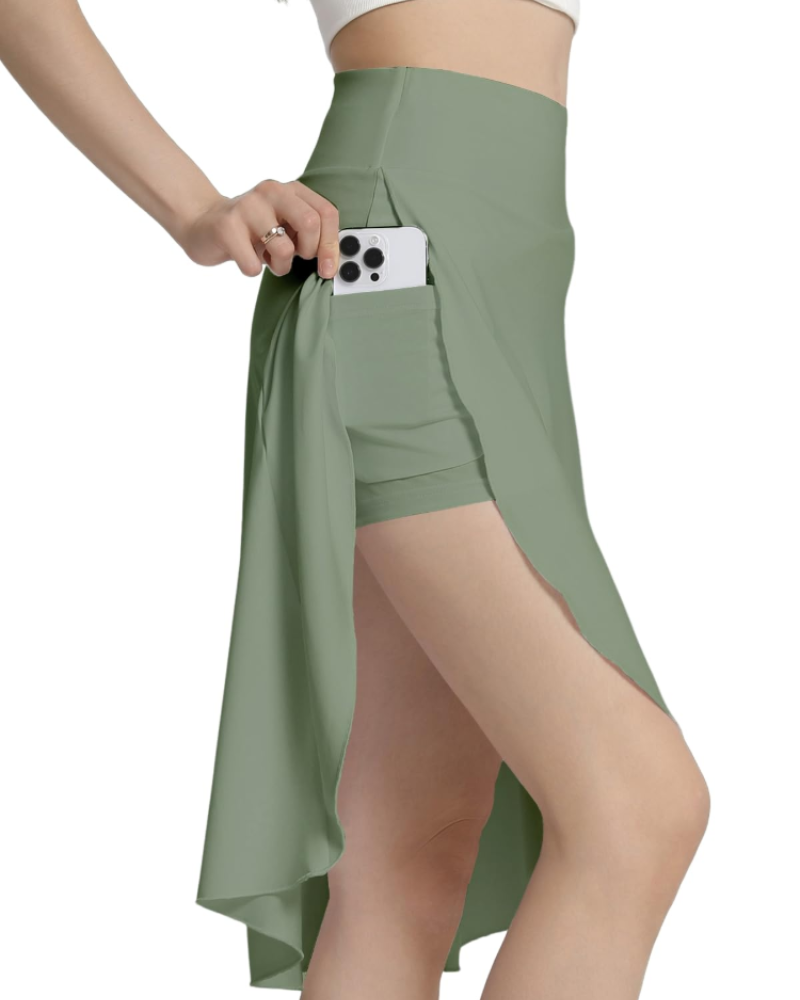 Ariana Falda Pantalón Midi Mujer – Shorts Integrados, Bolsillos y Volantes