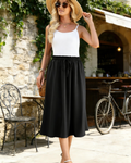 Avery Falda Maxi Mujer – Cintura Elástica con Cordón Ajustable y Corte Fluido