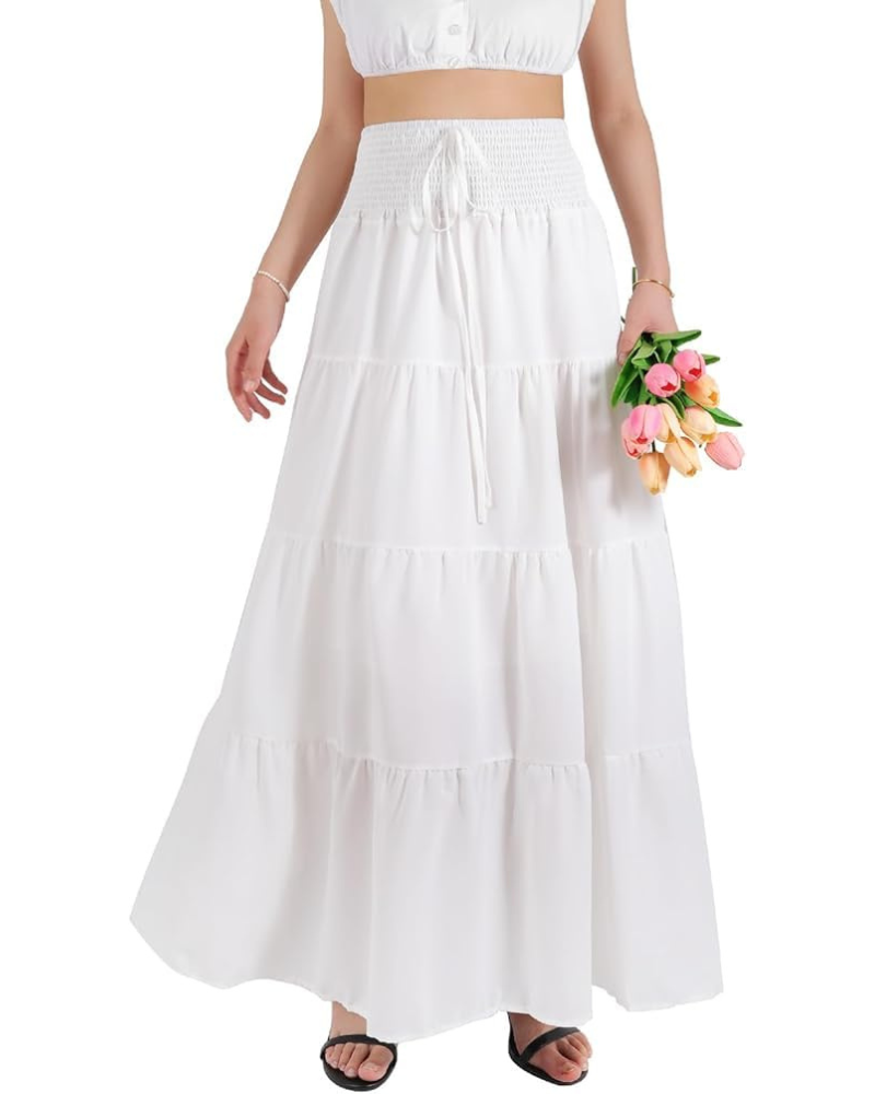 Layla Falda Maxi Mujer – Diseño 2 en 1 de Chifón con Cintura Alta Elástica